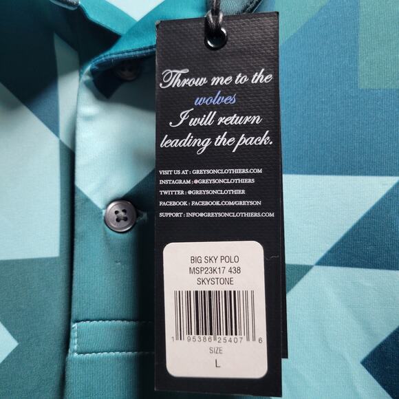 NWT Greyson Mens Big Sky Polo Shirt Bold Geometric Pattern $118 Rtl Size Large - Picture 8 of 16